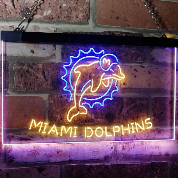 Miami Dolphins Man Cave Logo Neon Sign Light Lamp –