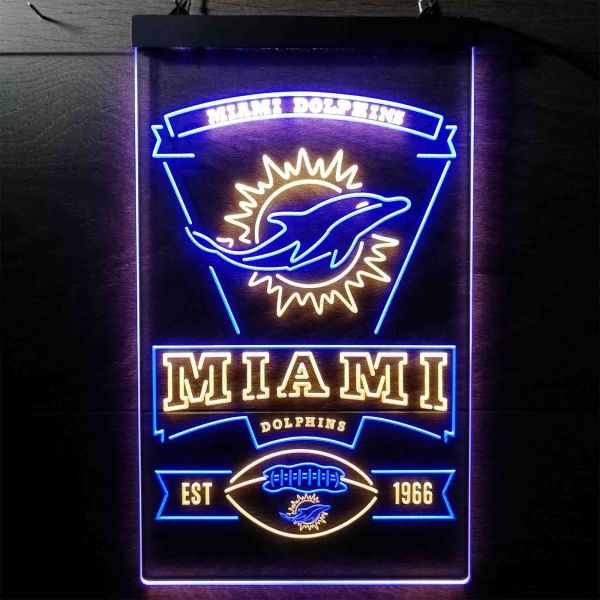 Miami Dolphins Man Cave Logo Neon Sign Light Lamp –