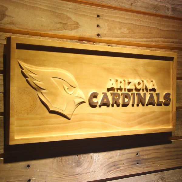 Arizona Cardinals Logo State Wood Sign