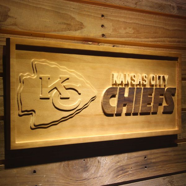 Kansas City Chiefs 3pc 2x2 Stackable Wooden Sign Office Man 