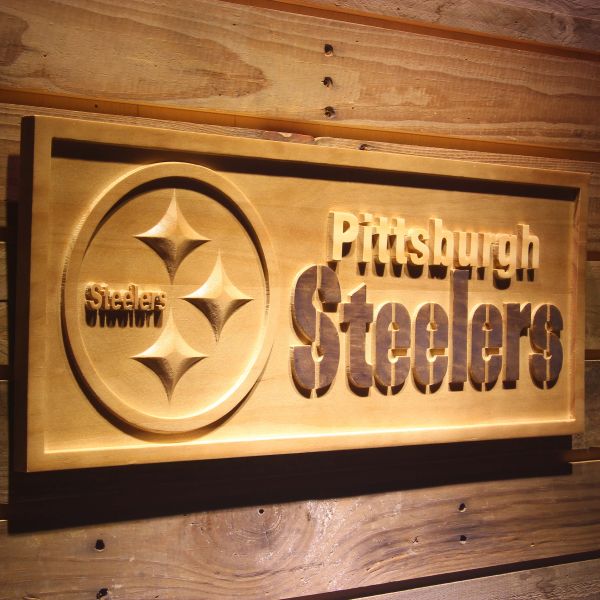 Pittsburgh Steelers Round Wood Sign