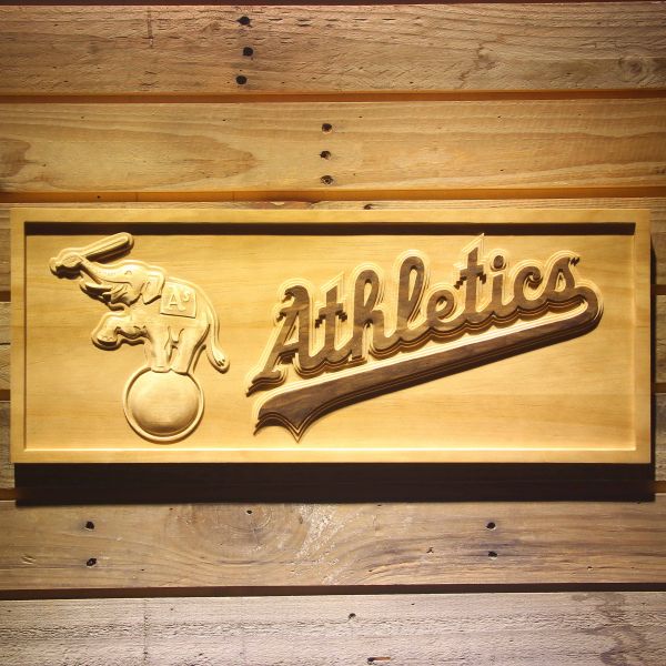 Oakland Athletics Elephant Logo Wood Sign