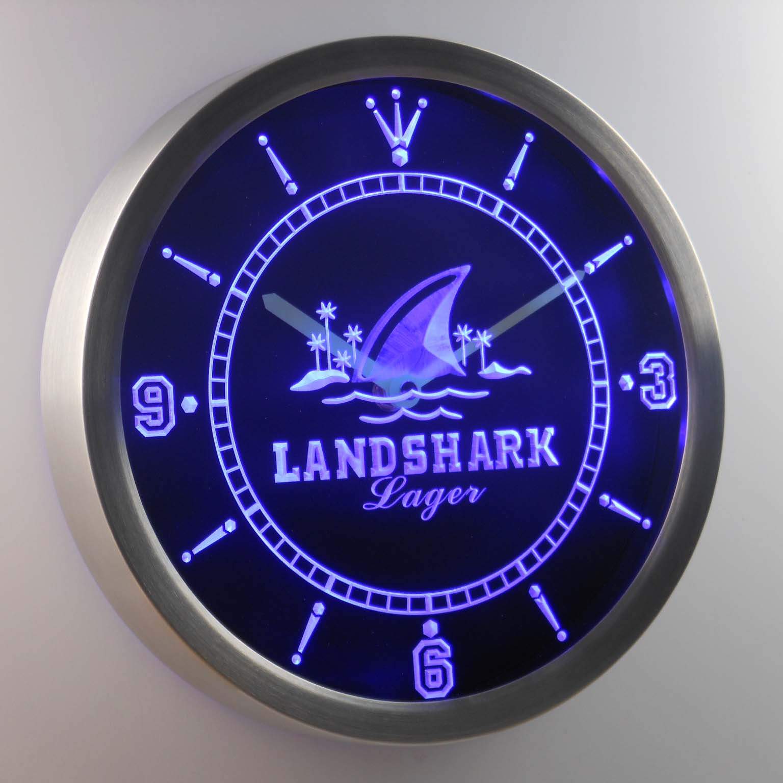 Landshark beer logo neon wall online clock