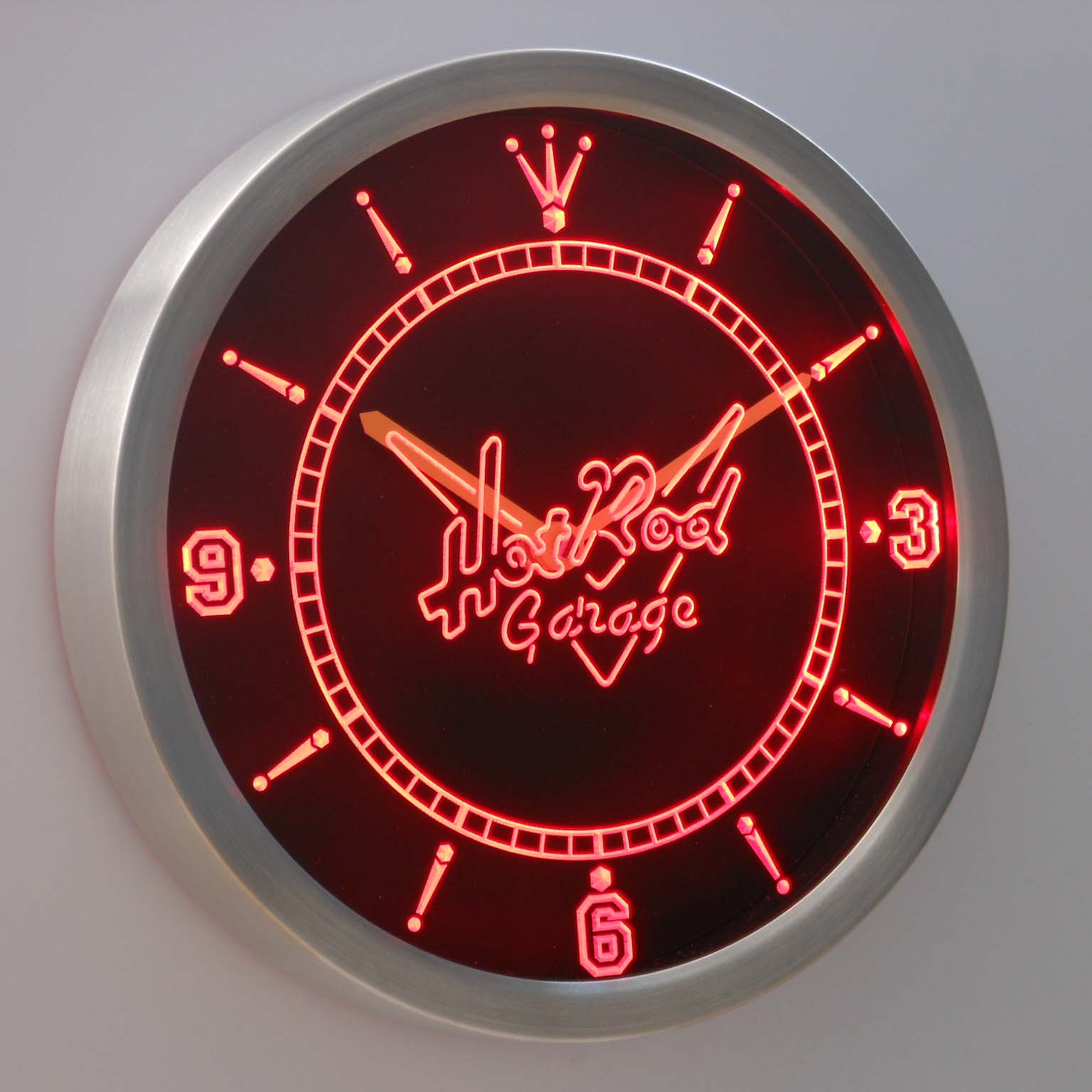 Hot Rod Garage Neon Clock 15"x15"