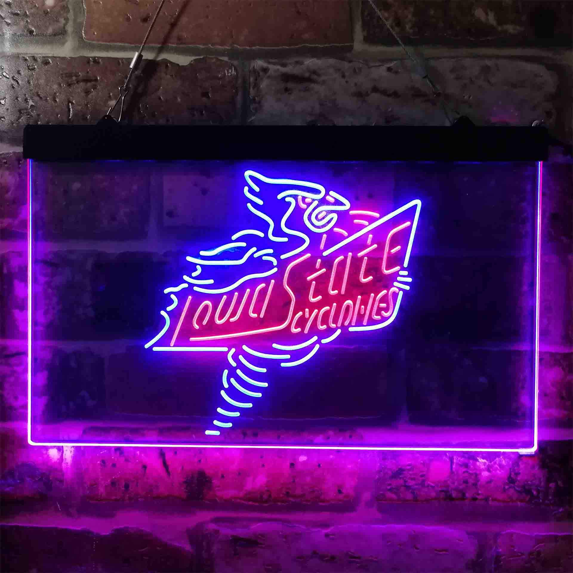 Iowa State Cyclones Logo Neon-Like LED Sign - Red and Blue - Small